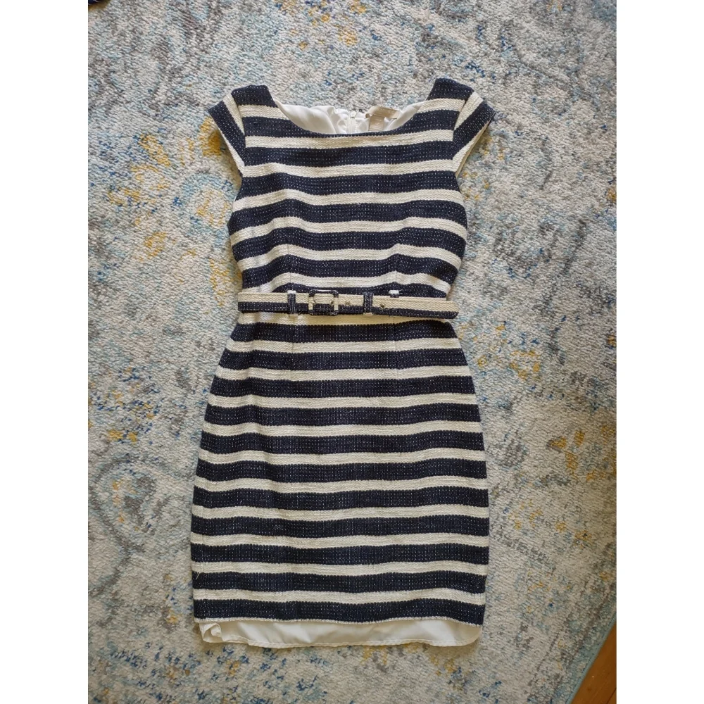 Banana Republic Black & White Wool Bucle' Striped Dress - Picture 1 of 8